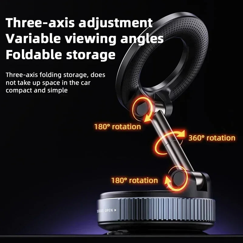 2025 Car Mount Vacuum Magnetic Holder 360° Adjustable Foldable Strong Suction Stand K007 for All Smartphones &Multiple Scenarios