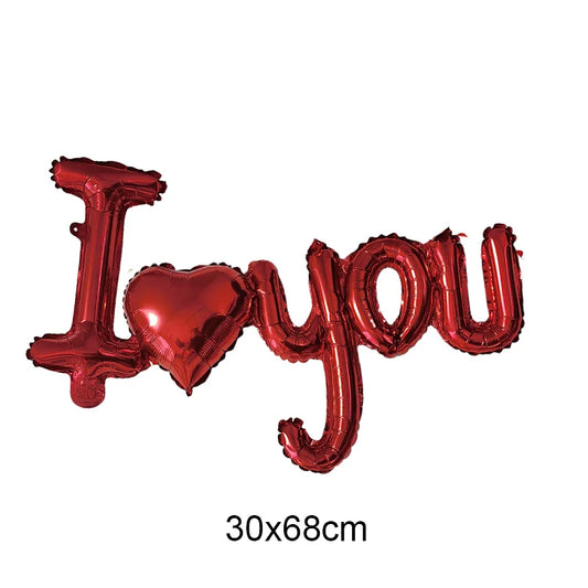 I Love You Red Heart Letter Balloons Foil Globos Valentines Day Wedding Decorations Bridal Shower Party Anniversary Supplies ﻿