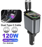 120W Super Fast Car Charger with 2 Scalable Cables & 2 Charge Ports,Roof Starlight,Voltage PD 30W Fast Charging for IOS Android