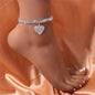 1PC Women'S Simple and Premium Copper Inlaid Water Diamond Love Foot Chain Bracelet Accessories Wedding Party Fashion Jewelry