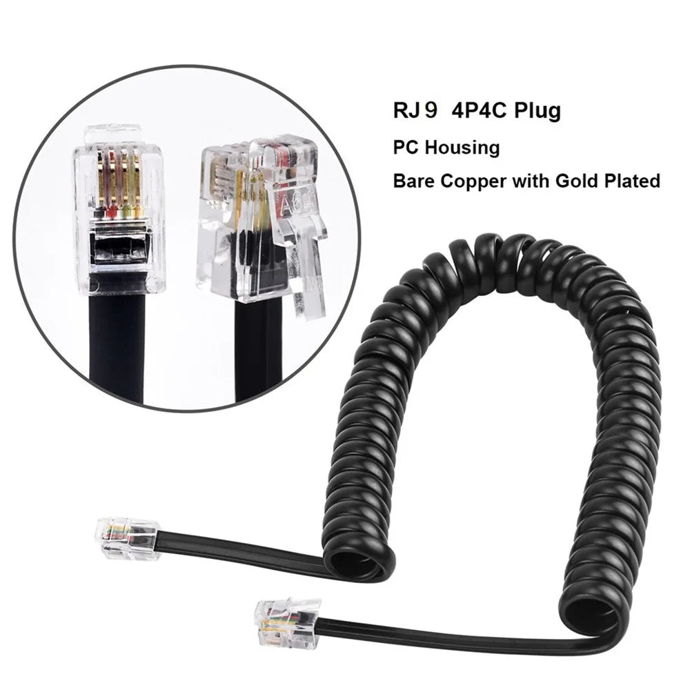 RJ9 4P4C Telephone Accessory Phone Cord Landline Uncoiled Coiled Landline Telephone Handset Cord Line RJ11 RJ22 Cable 2M/3M