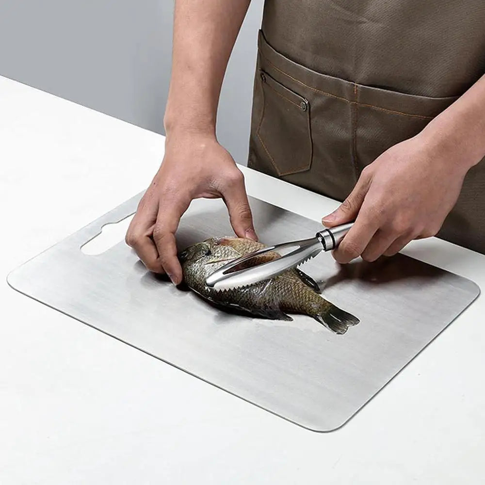 Double Thick Titanium Cutting Boards Stainless Steel for Home Kitchen Cooking Board Meat Fruits Vegetables Bread Outdoor Camping