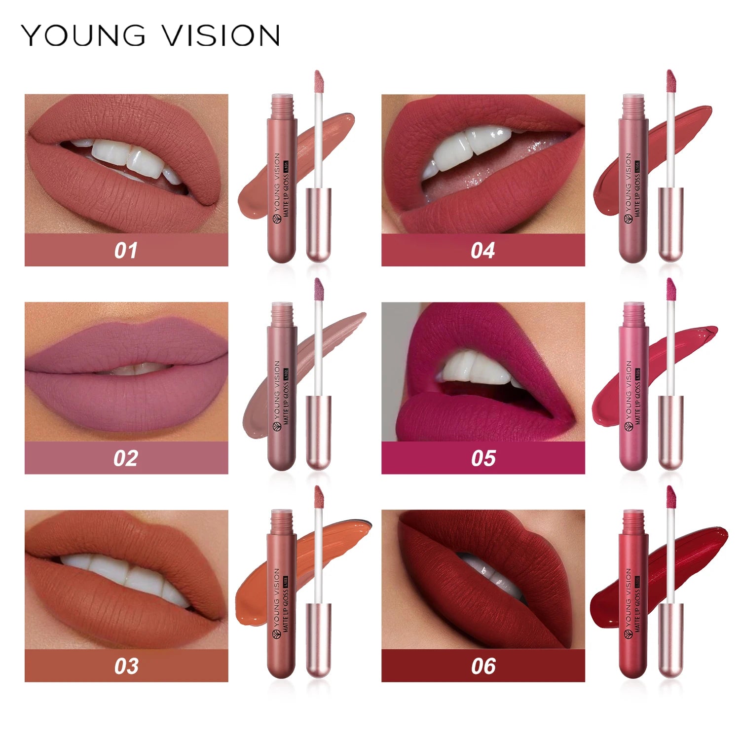 6Pcs/Set Matte Velvet Lipgloss Waterproof Long-Lasting Liquid Lipstick for Flawless Makeup