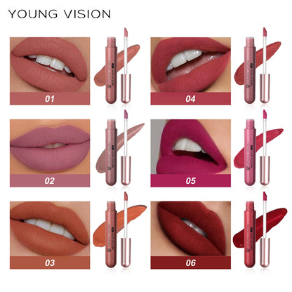 6Pcs/Set Matte Velvet Lipgloss Waterproof Long-Lasting Liquid Lipstick for Flawless Makeup