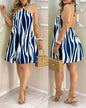 Tropical Print Halter Neck Dress, Vacation Style Backless Dress for Spring & Summer, Women'S Clothing