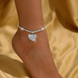 1PC Women'S Simple and Premium Copper Inlaid Water Diamond Love Foot Chain Bracelet Accessories Wedding Party Fashion Jewelry