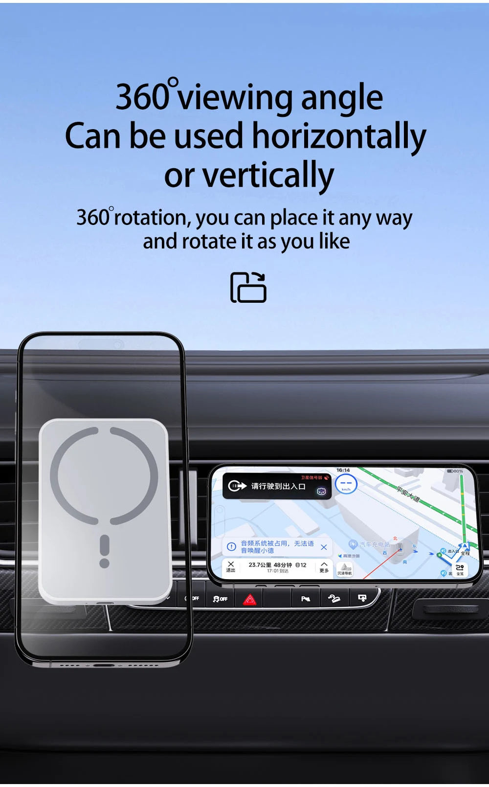 15W Magnetic Car Wireless Charger for Magsafe Iphone 12 13 14 15 16 Pro Max Air Vent Car Phone Holder Stand Fast Car Charging