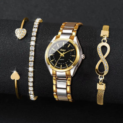 4PCS Fashion Women Watches Bracelets Set Luxury Analog Quartz Wristwatch Reloj Mujer（Without Box）