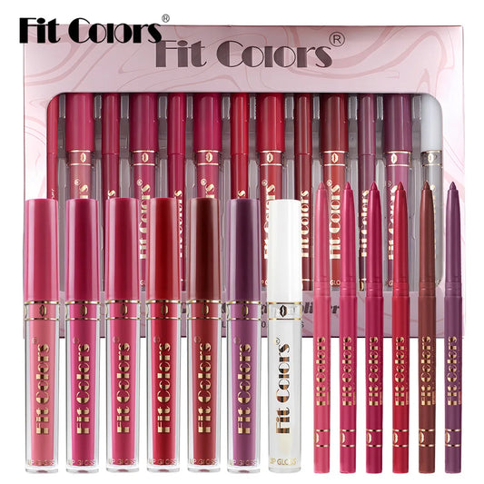 7Pcs Lipgloss 6Pcs Lip Liner Pencil Set Matte Non-Stick Cup Hook Lip Makeup Set Waterproof Long Lasting Lip Glaze