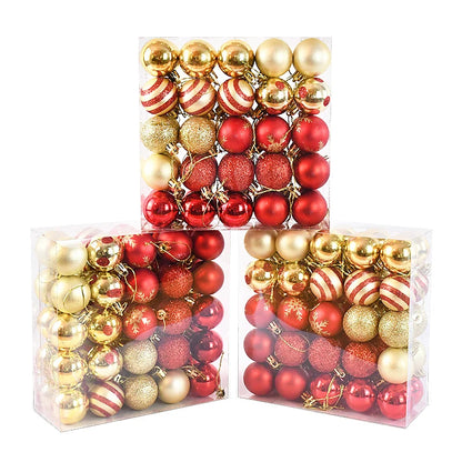 50Pcs/Box Christmas Tree Balls Ornament Red Gold Hanging Bauble Pendant 2025 Christmas Decoration for Home 2026 New Year Gifts