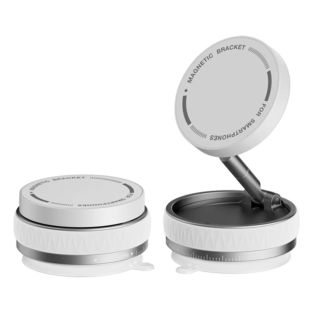 360° Adjustable Vacuum Magnetic Suction Cup Phone Holder Double Sided Magnetic Car Phone Holder Folding Stand for Magsafe Iphone