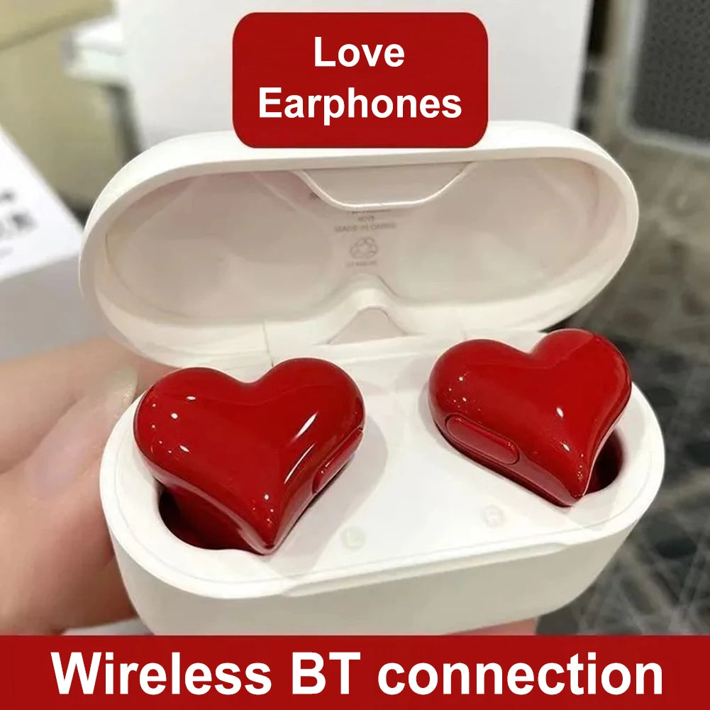 Fashion Wireless Earphones Hi-Fi Stereo Headphones Heartbuds Bluetooth-Compatible in Ear Noice Cancelling for Student Girl Women