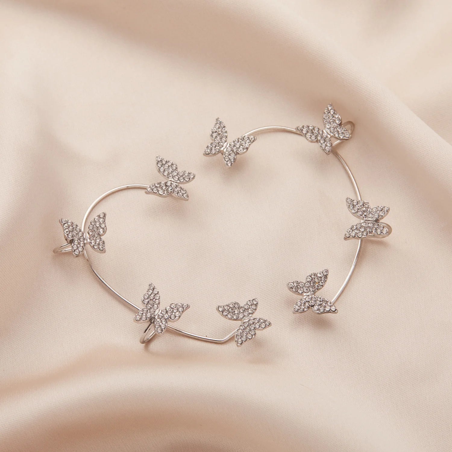 Korean Style Butterfly Ear Clips without Piercing for Women Sparkling Zircon Ear Cuff Clip Earrings Wedding Party Jewelry Gifts