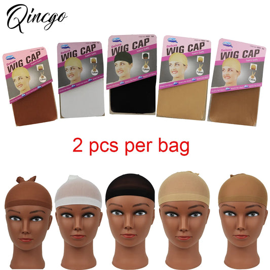 2Pcs (1 Bag) High Quality Wig Cap Hair Net Fashion Stretchable Hair Nets Nylon Mesh Wig Net for Making Wigs Free Size