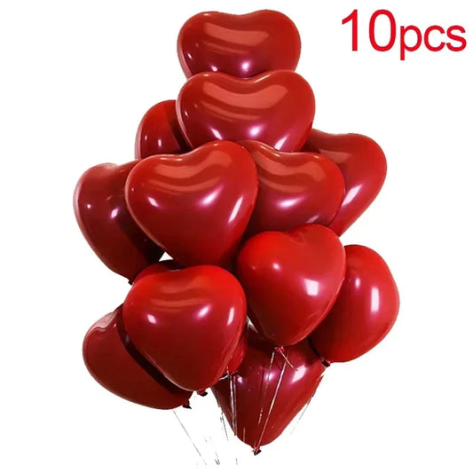 Valentine 50/10Pcs Red Heart Balloons Inflatable Latex Balloon for Valentine’S Day Wedding Party Anniversary Decoration Supplies