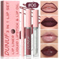 3Pc Rose Pink Matte Lipstick Set Waterproof Long-Lasting Nude Brown Lip Liner Pencil Lip Gloss Cheek Lip Tint Oil Kit for Makeup