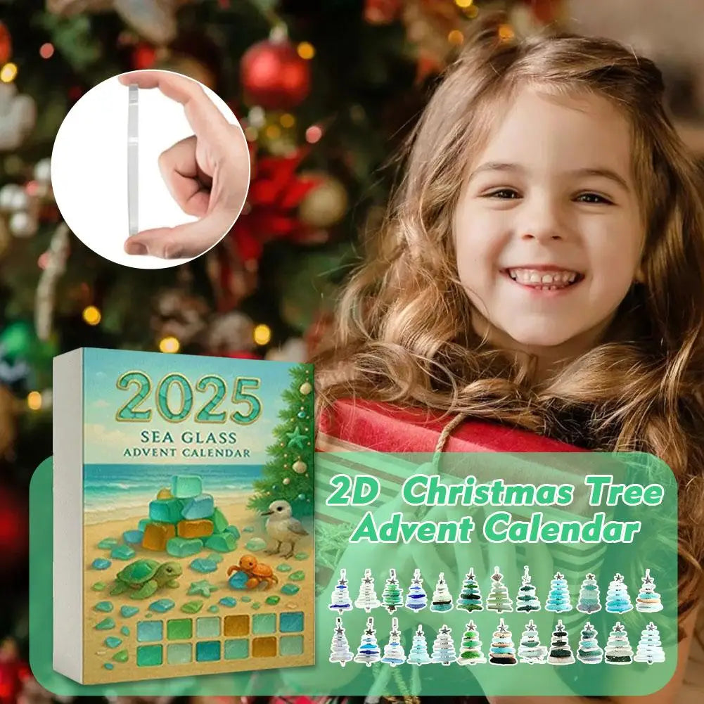 2025 Sea Glass Christmas Tree Advent Calendar Festival Blind Box Acrylic Pendant Christmas Decoration