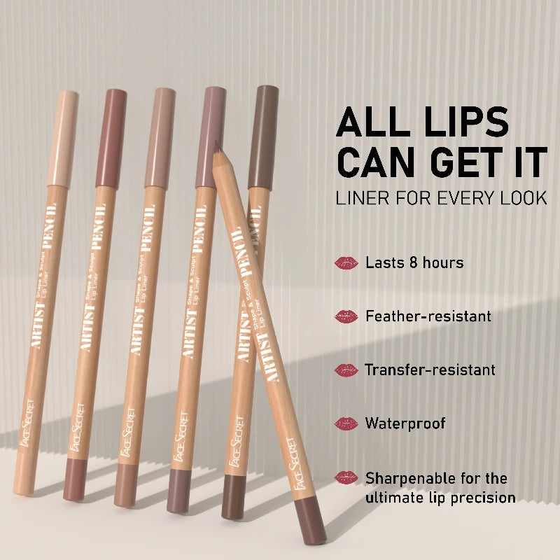 FACE SECRET 4Pcs/Set,Moisturizing Fresh Lightweight Plumping Lip Gloss with Brown Lipliner Set Non-Sticky Liquid Lipstick Makeup