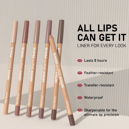 FACE SECRET 4Pcs/Set,Moisturizing Fresh Lightweight Plumping Lip Gloss with Brown Lipliner Set Non-Sticky Liquid Lipstick Makeup