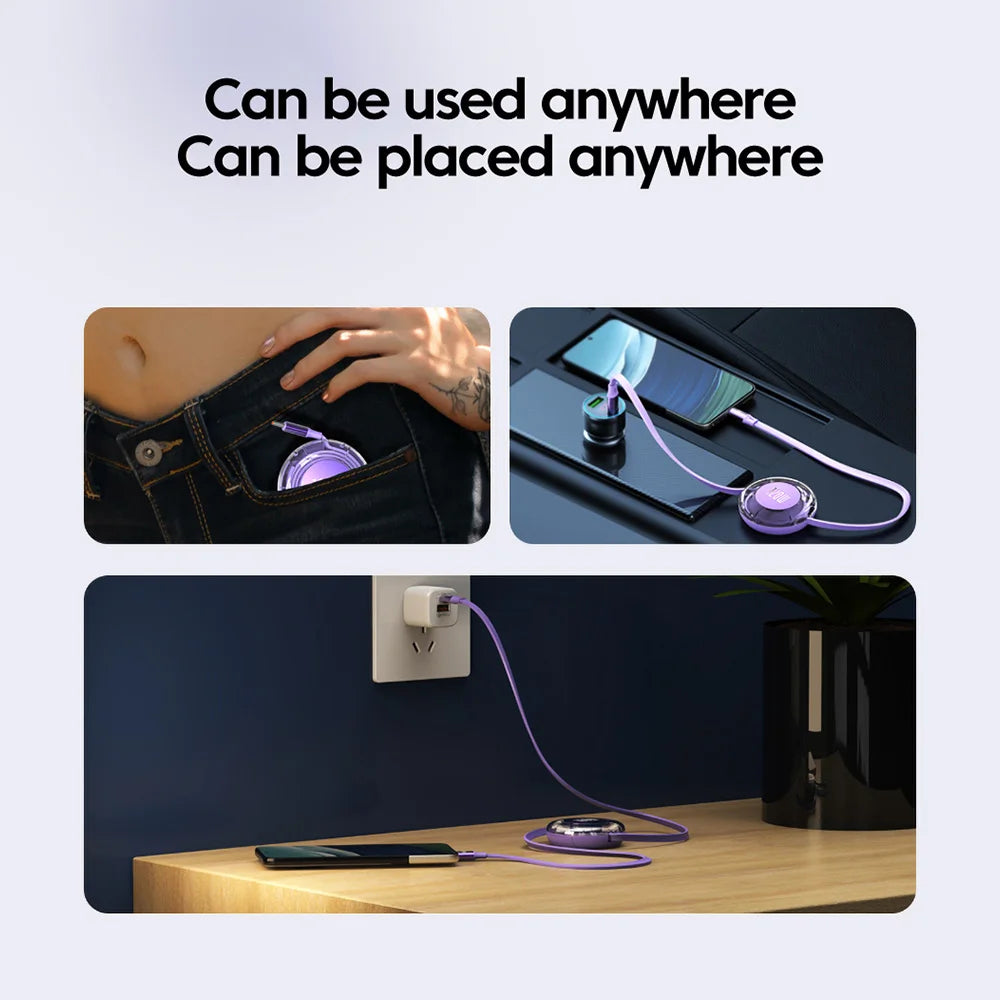 Olaf 120W Retractable USB C Cable Fast Charging USB A/Type C to Type C /IOS Cable for Iphone 15 14 13 Pro Max Huawei Xiaomi
