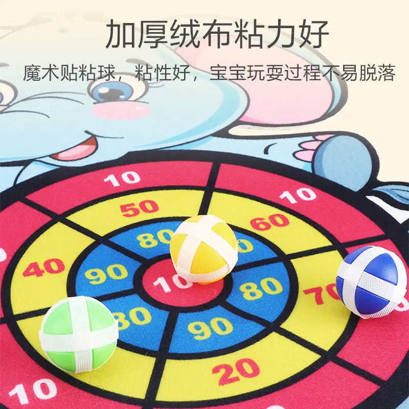 Dart Board Throw Ball Dartboard Target Sticky Ball.Cartoon Animal Target Game Panda Cow Two Piece for Children