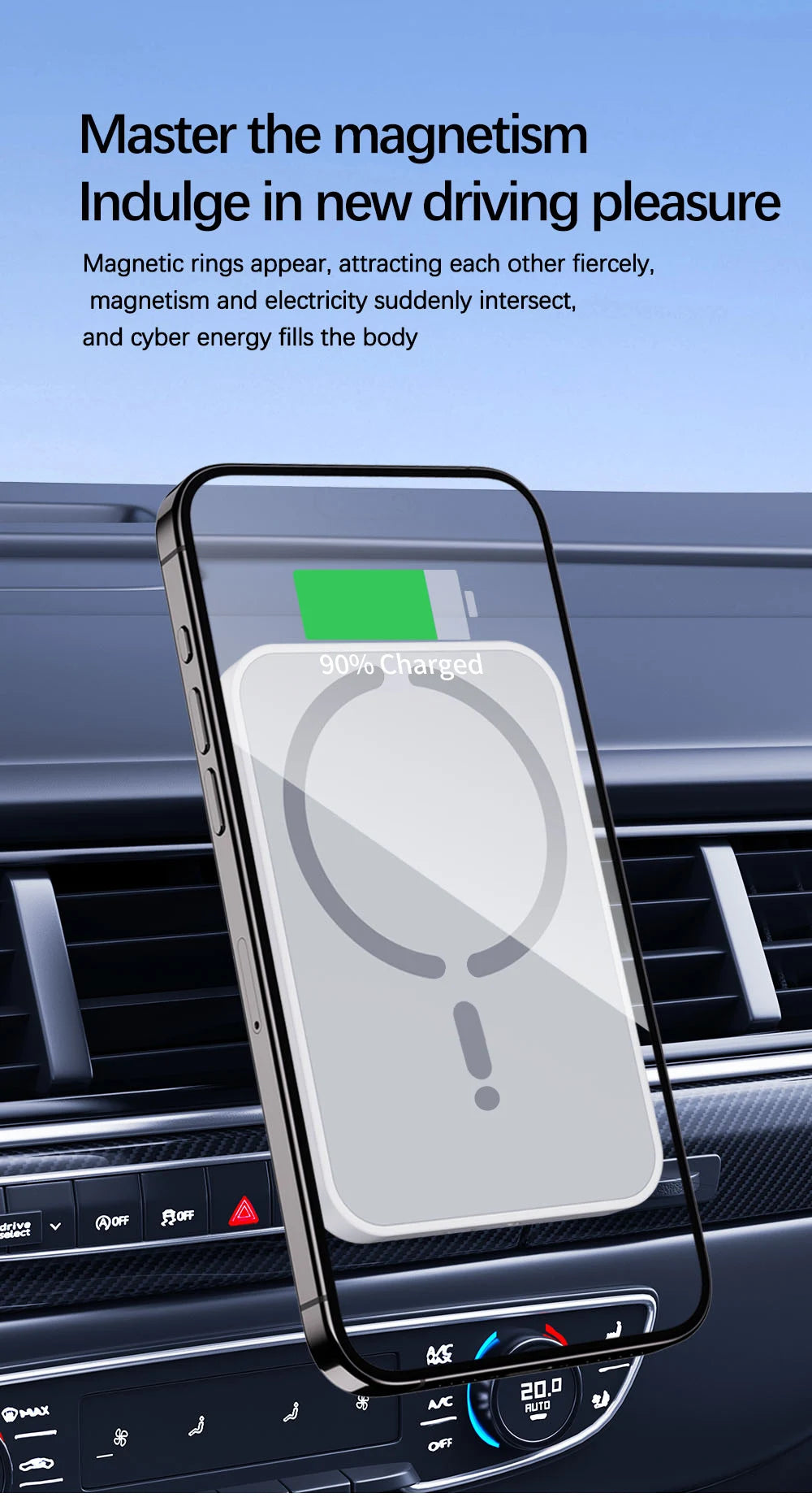 15W Magnetic Car Wireless Charger for Magsafe Iphone 12 13 14 15 16 Pro Max Air Vent Car Phone Holder Stand Fast Car Charging