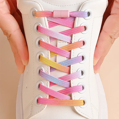 1Pair No Tie Shoe Laces Colorful Buckle Shoelaces Pearl Light Colorful Fashion without Ties Elastic Laces Sneaker Kids Adult