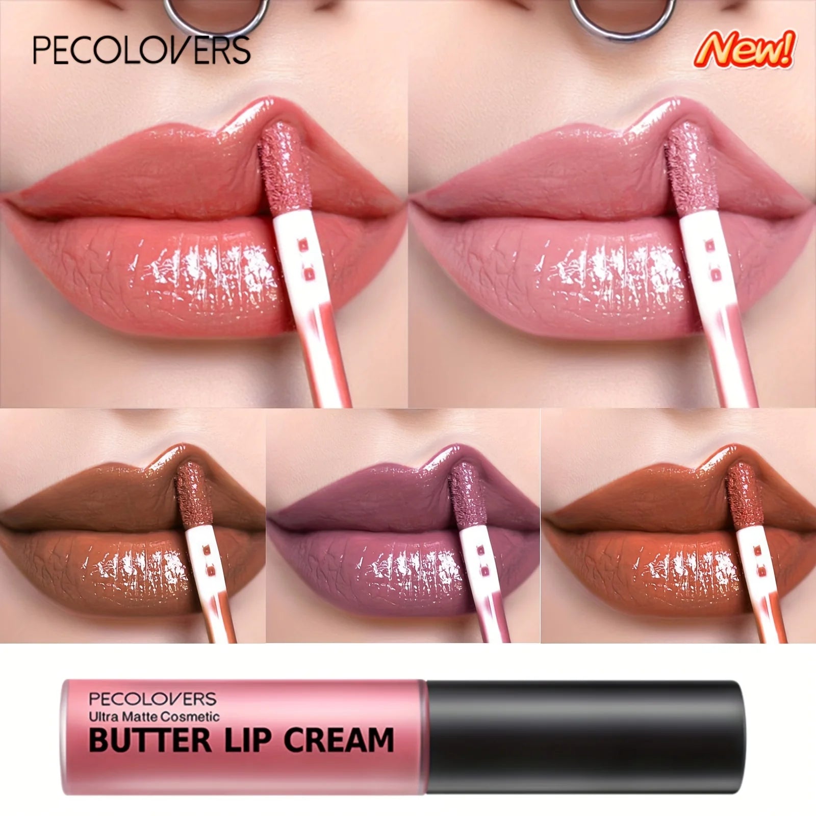 Butter Lip Cream Liquid Lipstick, Non-Sticky, Moisturizing High Pigment for Nude Red Sexy Lip Makeup Cosmetic