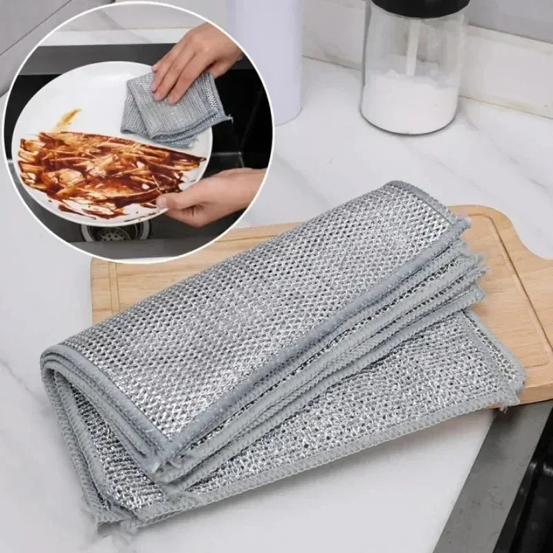 1-20PCS Magic Cleaning Cloth Thickened Double -Sided Metal Steel Wire Rags Kitchen Dish Pot Washdishing Cloths Towel Clean Tools