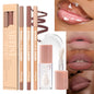 FACE SECRET 4Pcs/Set,Moisturizing Fresh Lightweight Plumping Lip Gloss with Brown Lipliner Set Non-Sticky Liquid Lipstick Makeup