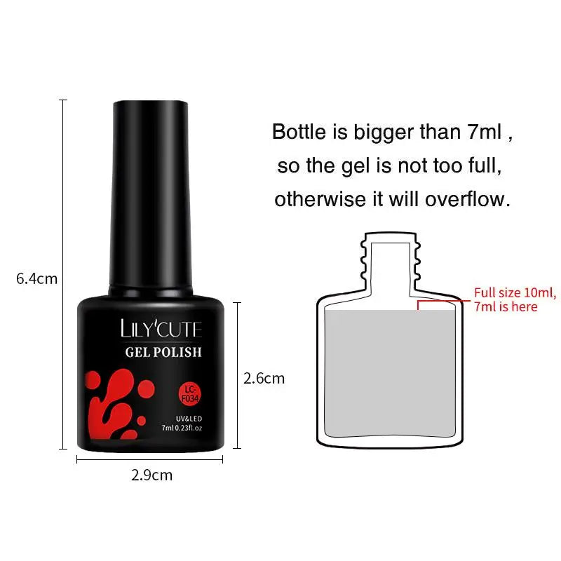 7Ml 6Pcs/Set Glitter Gel Nail Polish Vernis Semi Permanent Glitter Polish DIY Nail Art Soak off LED UV Gel