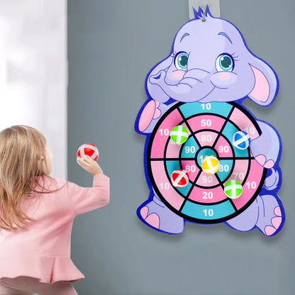 Dart Board Throw Ball Dartboard Target Sticky Ball.Cartoon Animal Target Game Panda Cow Two Piece for Children