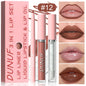 3Pc Rose Pink Matte Lipstick Set Waterproof Long-Lasting Nude Brown Lip Liner Pencil Lip Gloss Cheek Lip Tint Oil Kit for Makeup