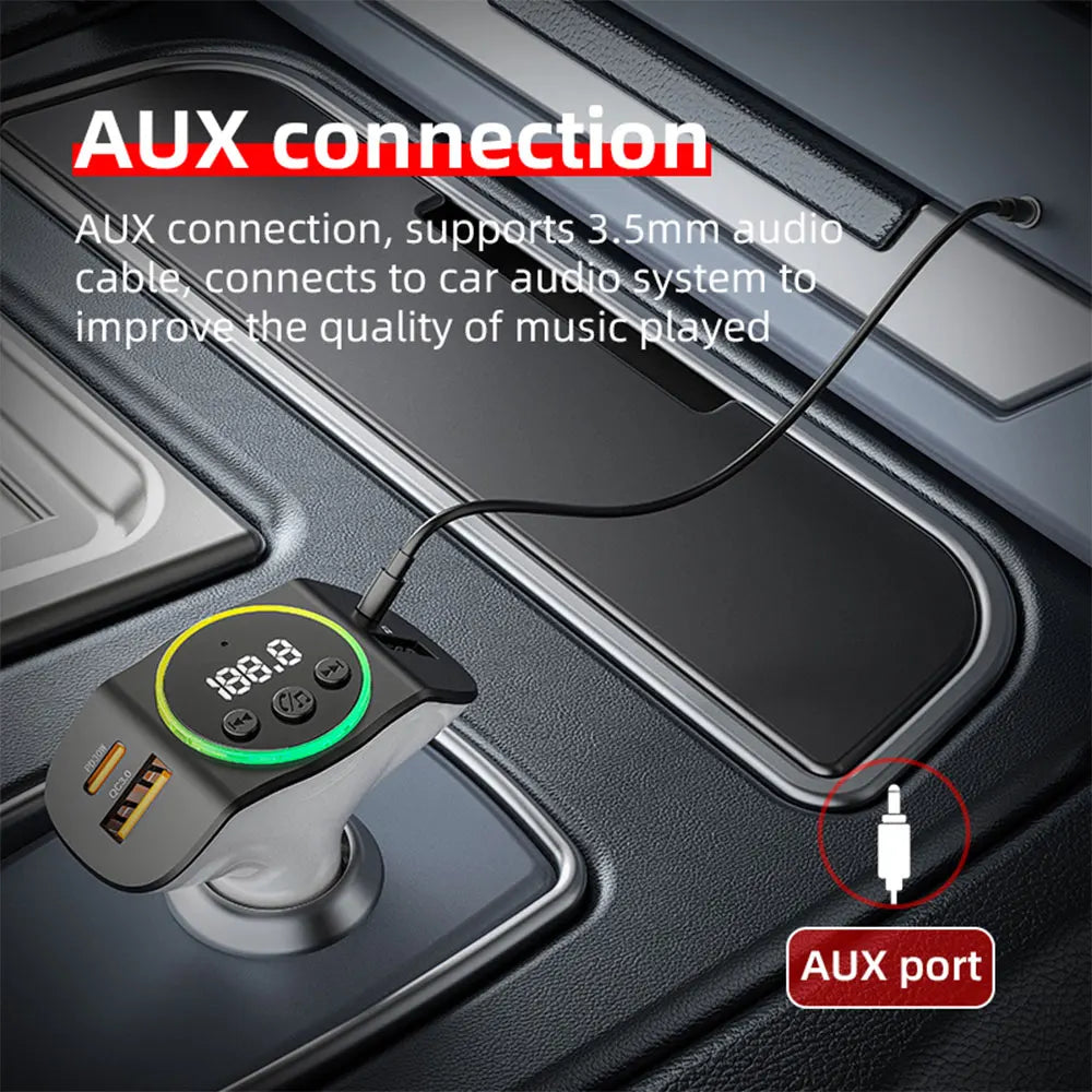 PD30W+QC3.0 Bluetooth 5.3 Car MP3 Player FM Transmitter Wireless Handsfree U Disk Play Music USB Type-C Car Fast Charger Adapter