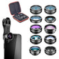 APEXEL Phone Lens Kit Universal 10 in 1 Fisheye Wide Angle Macro Lens CPL Filter Kaleidoscope+2X Telescope Lens for Smartphone