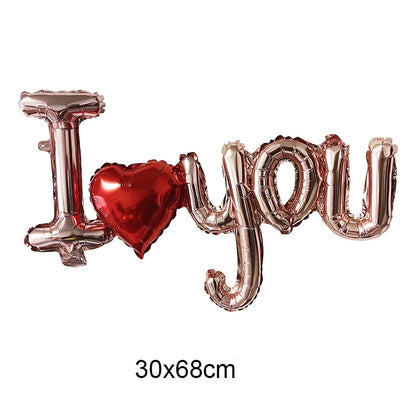 I Love You Red Heart Letter Balloons Foil Globos Valentines Day Wedding Decorations Bridal Shower Party Anniversary Supplies ﻿