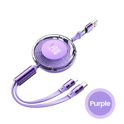 Olaf 120W Retractable USB C Cable Fast Charging USB A/Type C to Type C /IOS Cable for Iphone 15 14 13 Pro Max Huawei Xiaomi