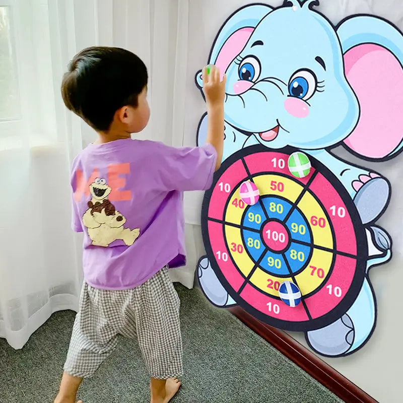 Dart Board Throw Ball Dartboard Target Sticky Ball.Cartoon Animal Target Game Panda Cow Two Piece for Children