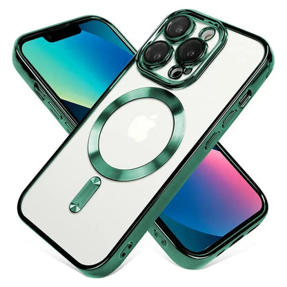 Clear Plating  Magnetic Case For iphone 16 15 14 13 12 11 Pro Max Plus Lens Protection For Magsafe Wireless Charging Cases Cover