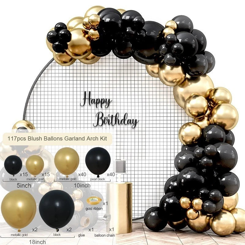 Black and Gold Balloon Garland Arch Set,Suitable for Decorating Graduation Parties,Weddings,Birthday Parties and Other Occasions