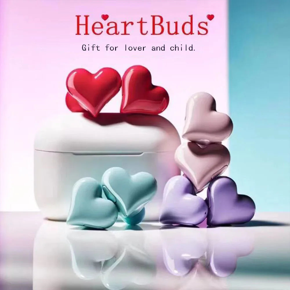 New Original Bluetooth Wireless Headphones Heart Shaped Earphones Woman Earphone High Quality Heart Earbuds Girl Gift