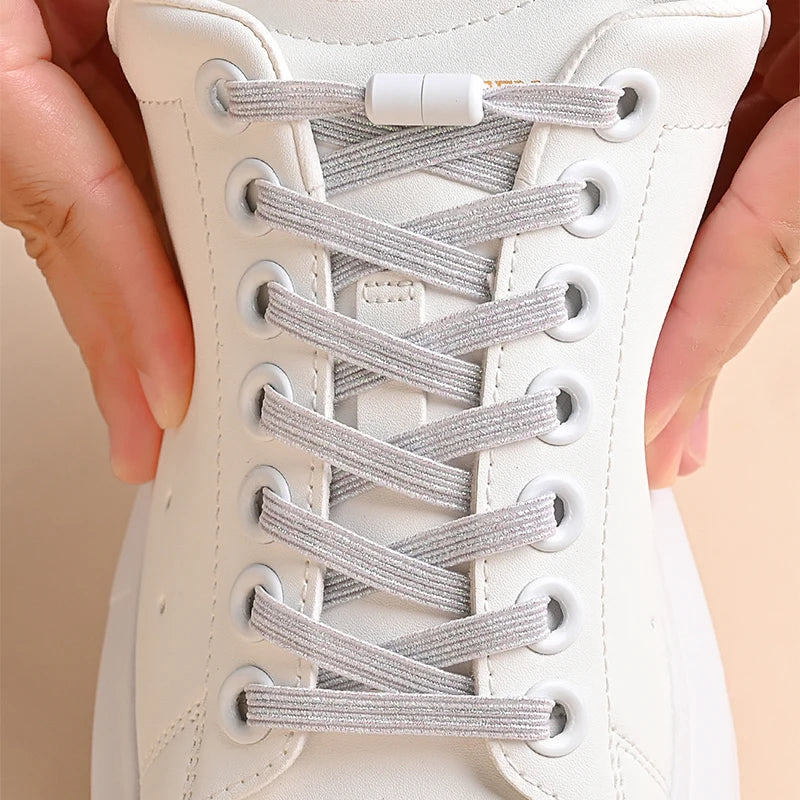 1Pair No Tie Shoe Laces Colorful Buckle Shoelaces Pearl Light Colorful Fashion without Ties Elastic Laces Sneaker Kids Adult