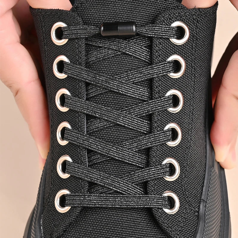 1Pair No Tie Shoe Laces Colorful Buckle Shoelaces Pearl Light Colorful Fashion without Ties Elastic Laces Sneaker Kids Adult