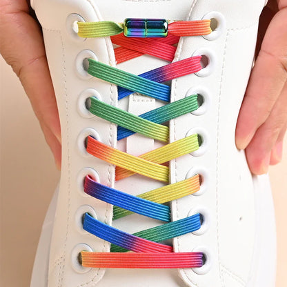 1Pair No Tie Shoe Laces Colorful Buckle Shoelaces Pearl Light Colorful Fashion without Ties Elastic Laces Sneaker Kids Adult