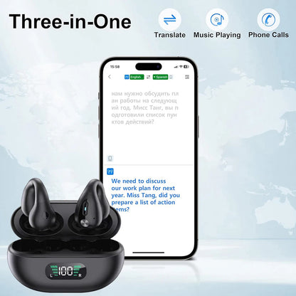 Smart AI Translator Earbuds 144 Language Noise Cancelling Wireless BT Headset Real Time Translation Earphone for Travel Business