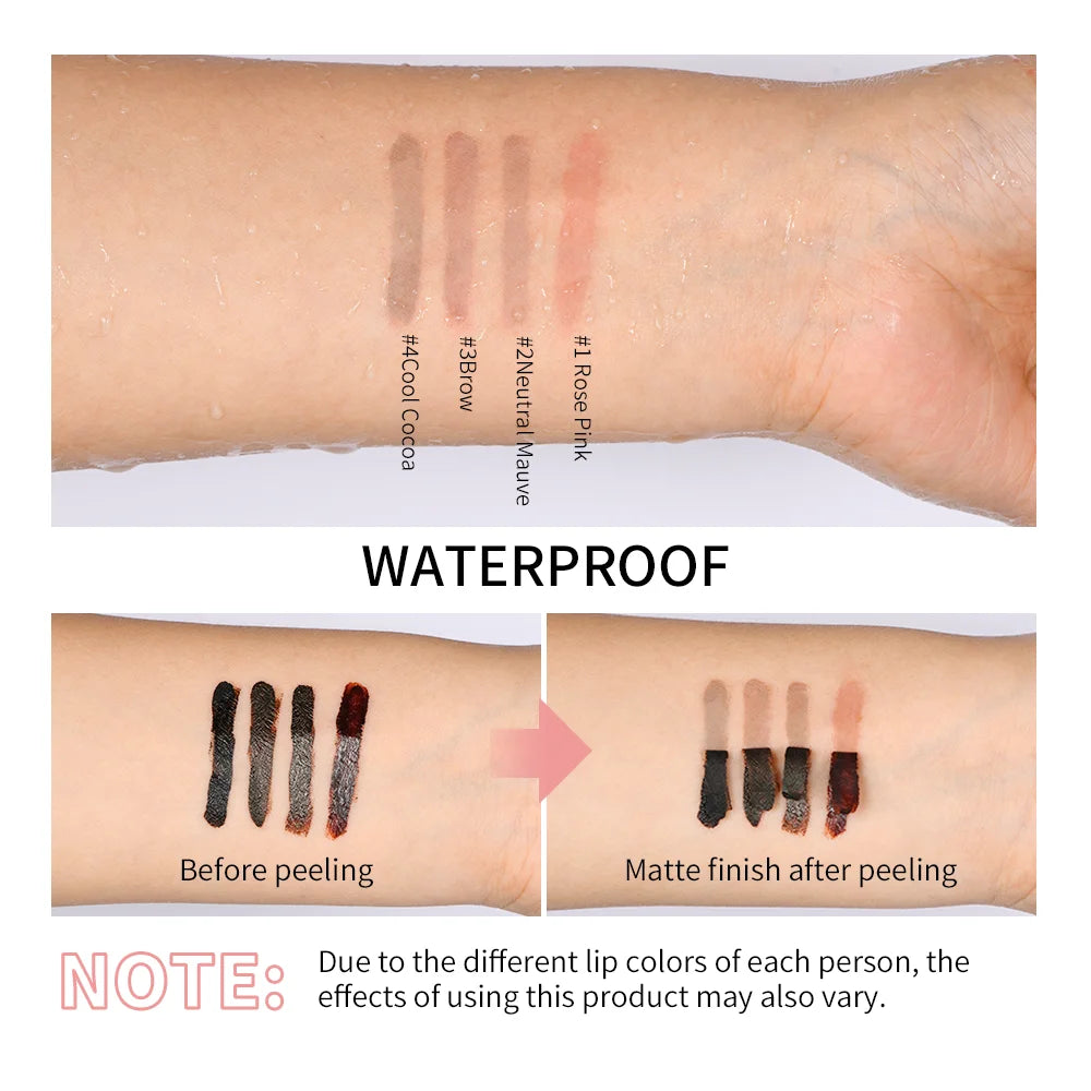 Waterproof Lip Liner Peel off Tattoo Lipgloss Waterproof Long Lasting Matte Lip Tint Brown Contour Tear-Off Lips Stain Cosmetic