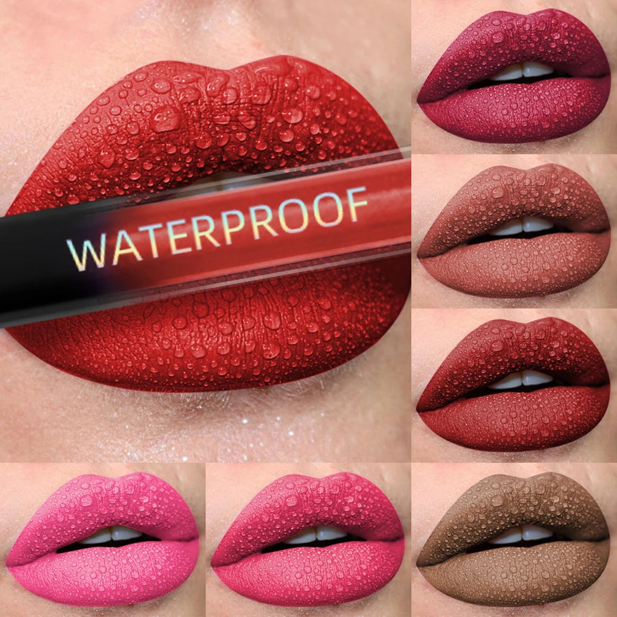 19 Colors Matte Velvet Lip Gloss Waterproof Liquid Lipstick Nude Black Lips Tint Makeup Lip Glaze Cosmetics Red Lip Stain Beauty