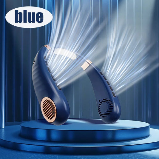 Portable Neck Fan - 5-Speed Soft Silicone - Campers/Hikers - Beach/Trek - Light Quiet - Cooler - Summer Offer