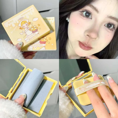 100Pcs/Box Face Oil Blotting Paper Portable Makeup Puff Matting Wipes Oil Control Oil-Absorbing Face Cleaning Tools with Mirror