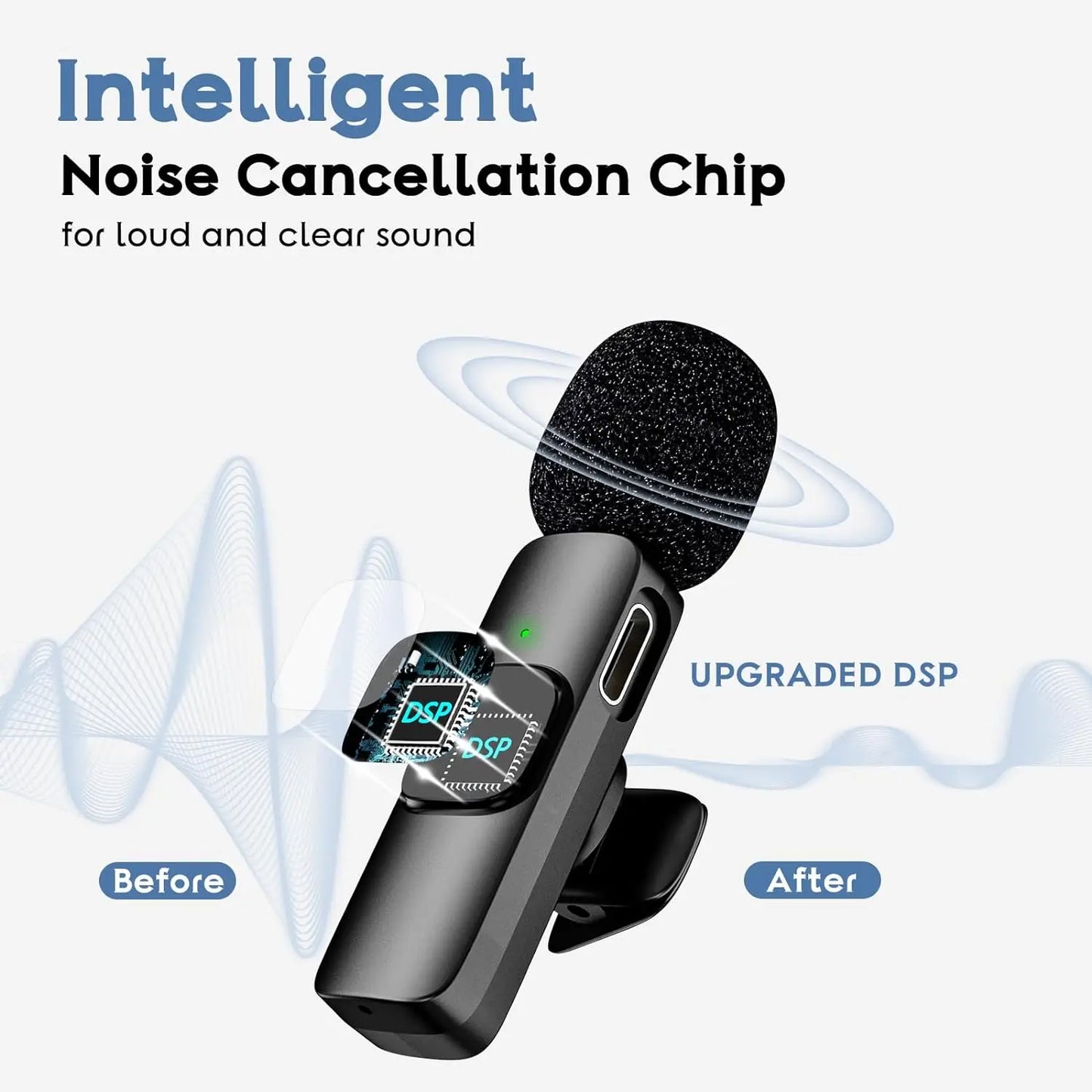 Professional Wireless Lavalier Lapel Microphone for Iphone Android Recording Mic for Interview Video Podcast Vlog Youtube